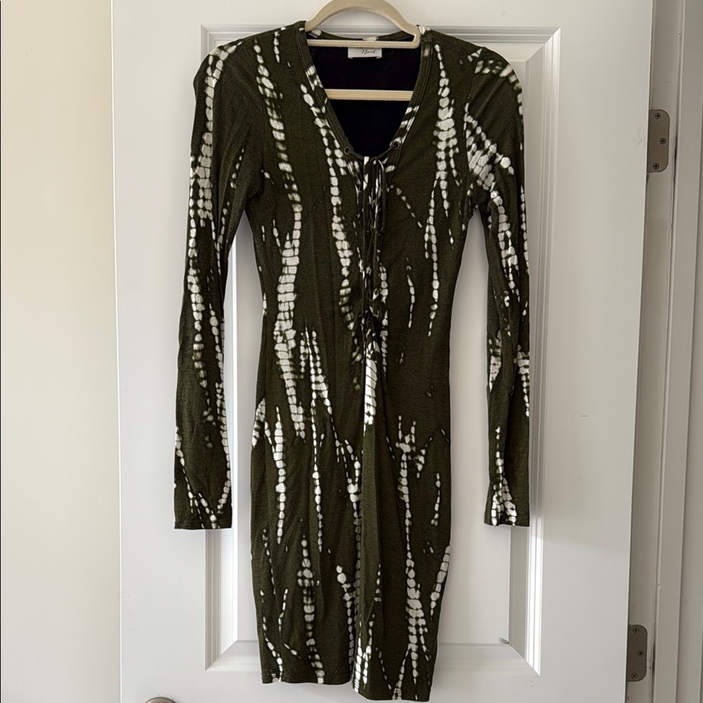 Olive Green Tie-Dye Dress